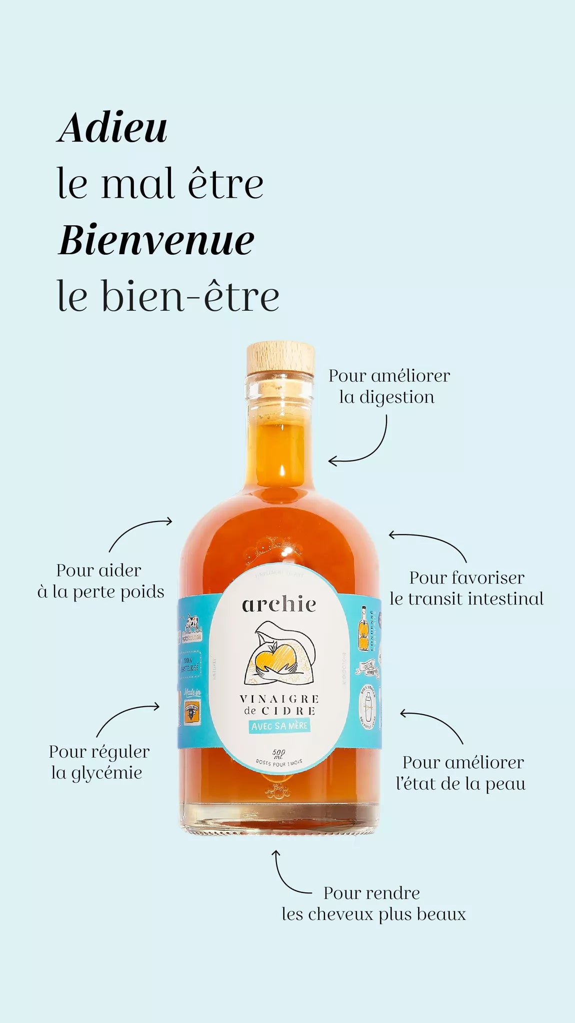 archie Vinaigre de cidre 500Ml biologique