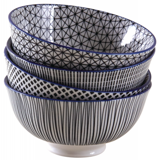 Bols en porcelaine x4 - Motifs bleus